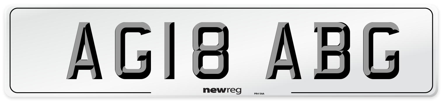 AG18 ABG Number Plate from New Reg